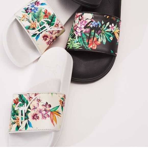 BNIB silk floral slide sandals
